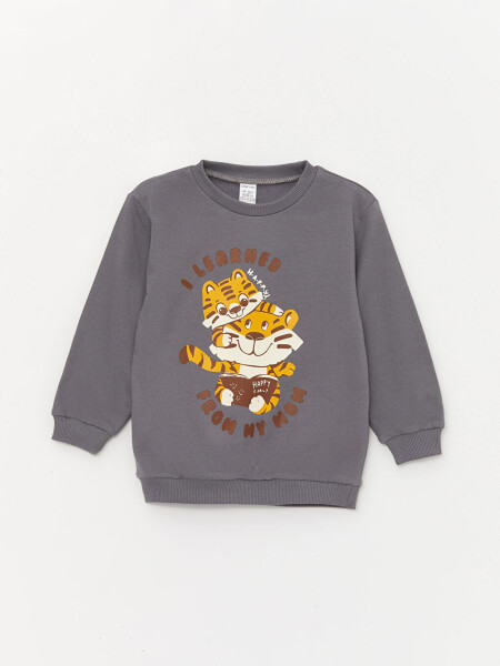 Bisiklet Yaka Uzun Kollu Baskılı Erkek Bebek Sweatshirt 2'li - 19