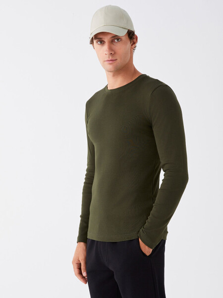 Haki Bisiklet Yaka Uzun Kollu Erkek Sweatshirt-Haki - LC WAIKIKI (1)