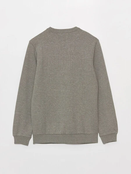 Yeşil Bisiklet Yaka Uzun Kollu Erkek Sweatshirt-Yeşil - 7