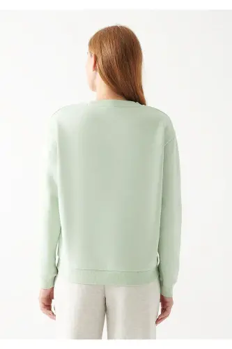 Bisiklet Yaka Yeşil Basic Sweatshirt 1610198-33979-Yeşil - 4