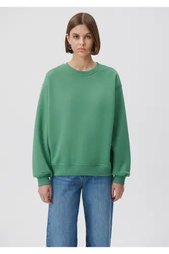 Bisiklet Yaka Yeşil Basic Sweatshirt 1610198-71842-Yeşil - MAVI (1)