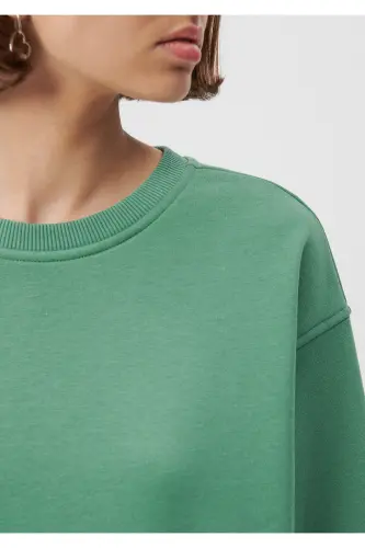 Bisiklet Yaka Yeşil Basic Sweatshirt 1610198-71842-Yeşil - 5