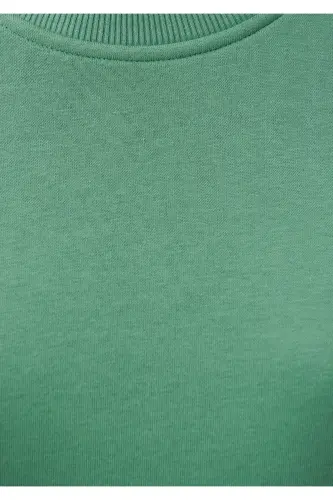 Bisiklet Yaka Yeşil Basic Sweatshirt 1610198-71842-Yeşil - 6