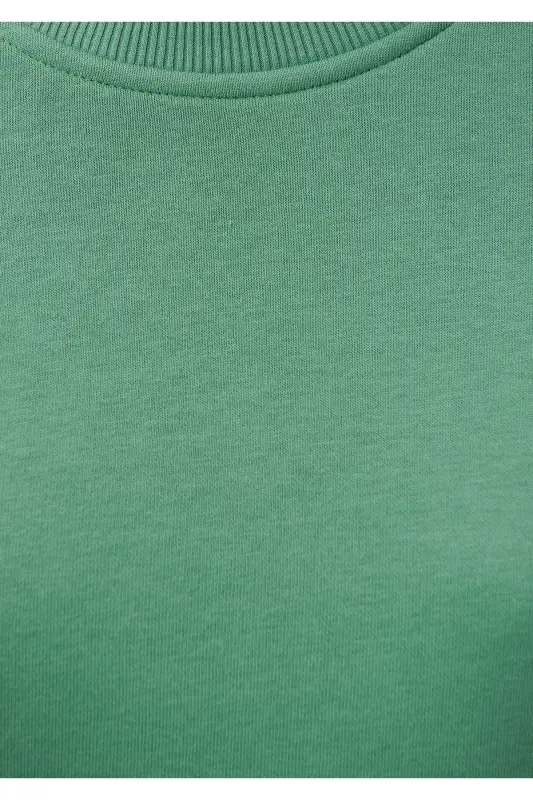 Bisiklet Yaka Yeşil Basic Sweatshirt 1610198-71842-Yeşil - 6