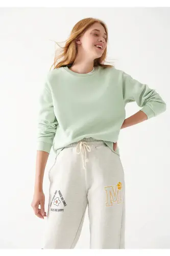 Bisiklet Yaka Yeşil Basic Sweatshirt 1611770-33979-Yeşil - MAVI (1)