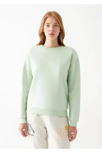 Bisiklet Yaka Yeşil Basic Sweatshirt 1611770-33979-Yeşil - 3