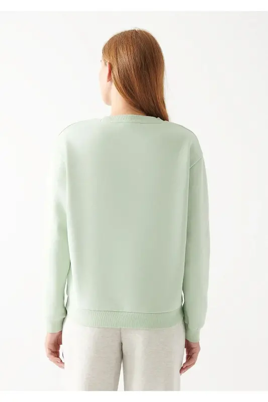 Bisiklet Yaka Yeşil Basic Sweatshirt 1611770-33979-Yeşil - 4