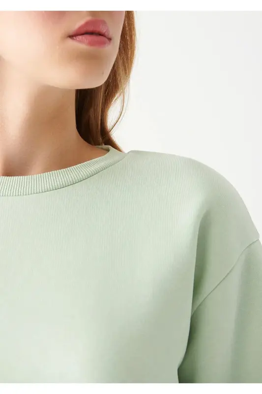 Bisiklet Yaka Yeşil Basic Sweatshirt 1611770-33979-Yeşil - 5