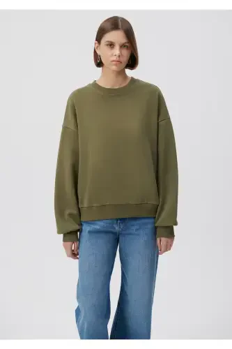 Bisiklet Yaka Yeşil Basic Sweatshirt 1611770-71547-Yeşil - MAVI (1)