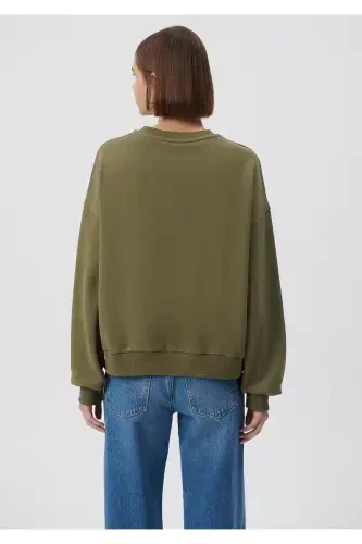 Bisiklet Yaka Yeşil Basic Sweatshirt 1611770-71547-Yeşil - 3