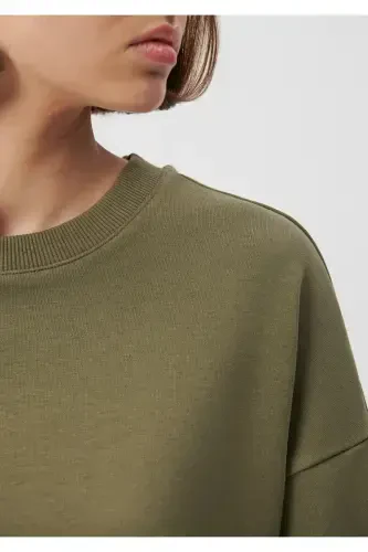 Bisiklet Yaka Yeşil Basic Sweatshirt 1611770-71547-Yeşil - 4