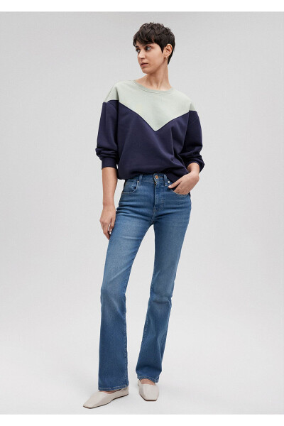 Bisiklet Yaka Yeşil Sweatshirt 1S10066-71464 - Mavi