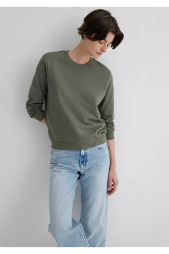 Bisiklet Yaka Yeşil Sweatshirt 1S10183-70121-Gri - 3