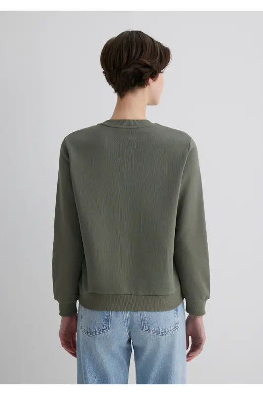 Bisiklet Yaka Yeşil Sweatshirt 1S10183-70121-Gri - 6