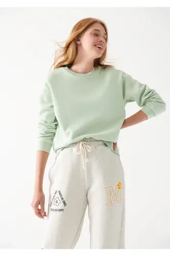 Bisiklet Yaka Yeşil Sweatshirt 8816126-33979 - Yeşil-33979 - Mavi (1)
