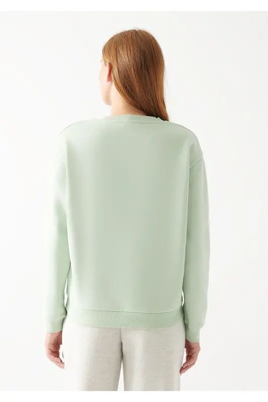 Bisiklet Yaka Yeşil Sweatshirt 8816126-33979 - Yeşil-33979 - 4