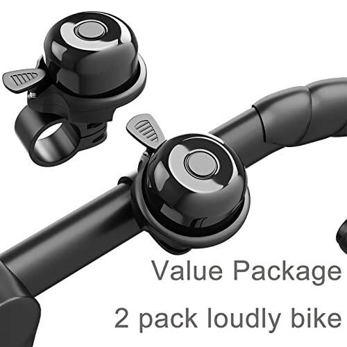 2 Pack Classic Bike Bell, Bicycle Bell Loud Crisp Clear Sound Bicycle Bike Bell City Bike BMX Bike Sports Bike for Adults Kids Right Hand/Left Hand Use - 5