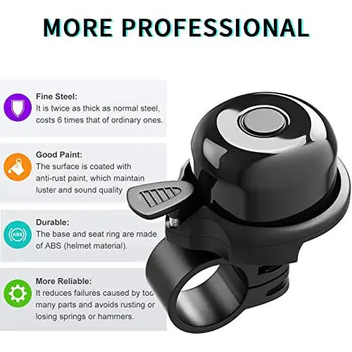 2 Pack Classic Bike Bell, Bicycle Bell Loud Crisp Clear Sound Bicycle Bike Bell City Bike BMX Bike Sports Bike for Adults Kids Right Hand/Left Hand Use - 3