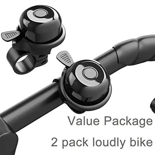 2 Pack Classic Bike Bell, Bicycle Bell Loud Crisp Clear Sound Bicycle Bike Bell City Bike BMX Bike Sports Bike for Adults Kids Right Hand/Left Hand Use - 5