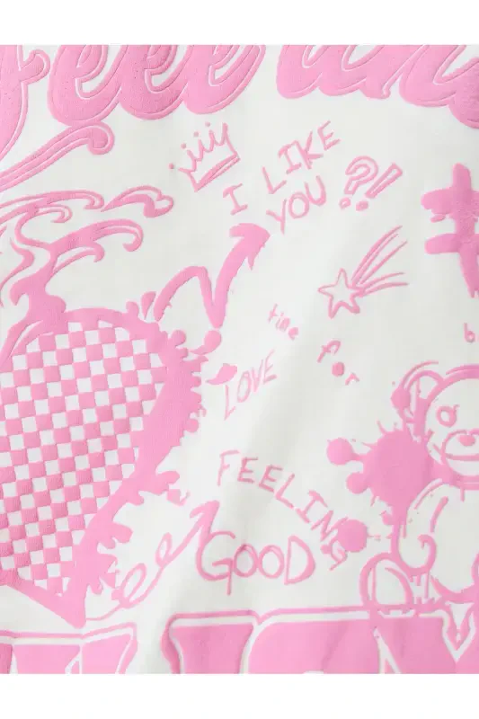 Bisklet Yoqali Sloganli Bosmali Ekru Ayollar Futbolkasi 5SAL10044IK - 6