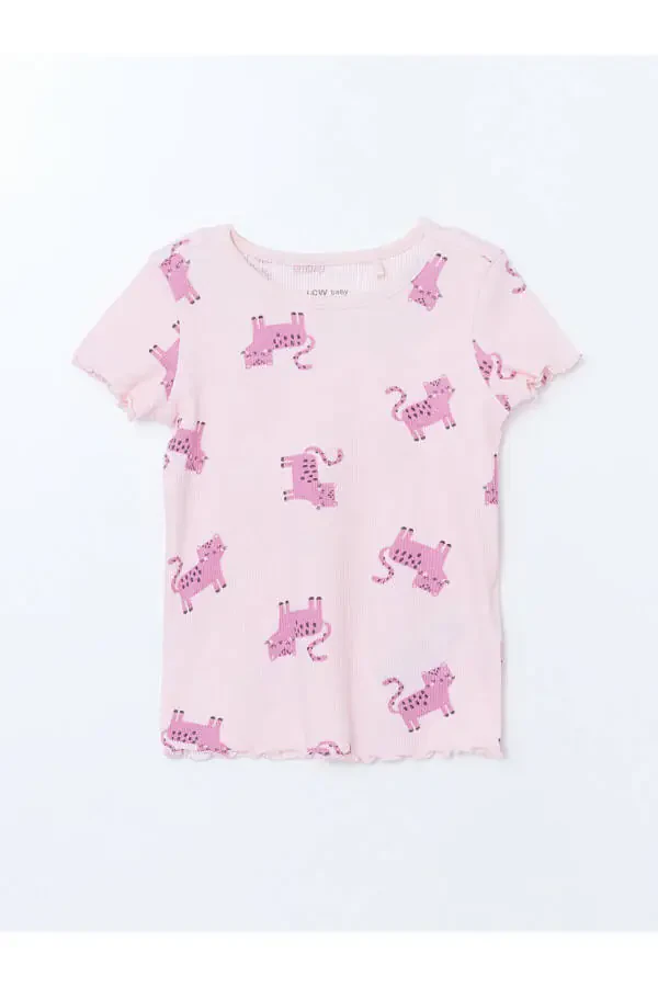 Biskvit Yaka Baskılı Qiz Bebek Pijama Takımı - 2