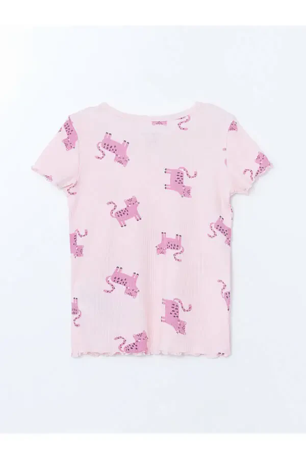 Biskvit Yaka Baskılı Qiz Bebek Pijama Takımı - 4