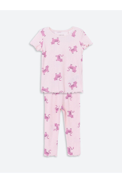 Biskvit Yaka Baskılı Qiz Bebek Pijama Takımı - 1
