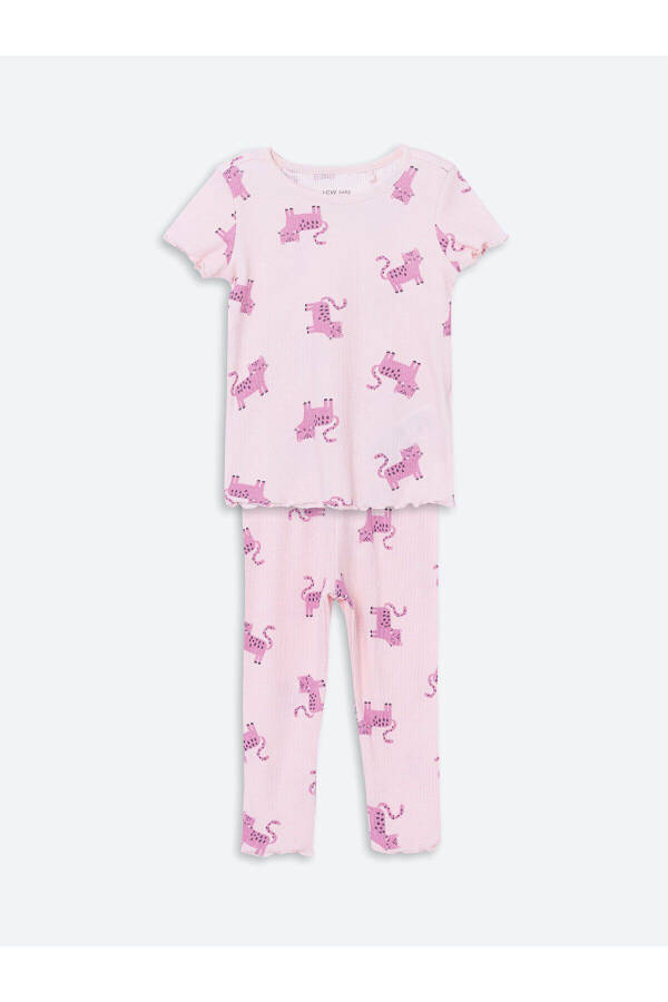 Biskvit Yaka Baskılı Qiz Bebek Pijama Takımı - 1