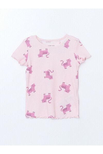 Biskvit Yaka Baskılı Qiz Bebek Pijama Takımı - 2