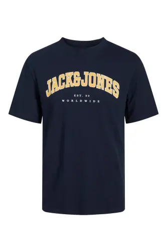 Biskvit Yoqa Logo Baskili Tisört Lacivert-Navy - JACK & JONES (1)