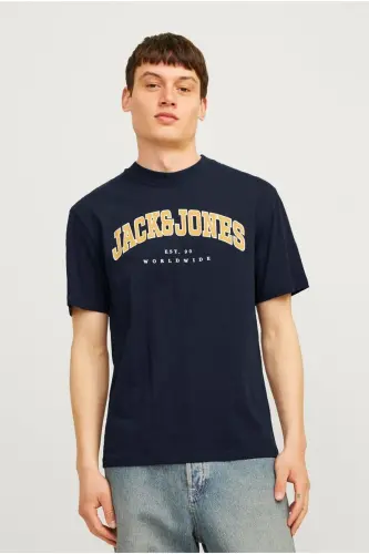Biskvit Yoqa Logo Baskili Tisört Lacivert-Navy - 8