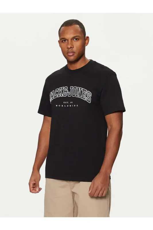 Biskvit Yoqa Logotip Bosmali футболka Qora-Qora - JACK & JONES