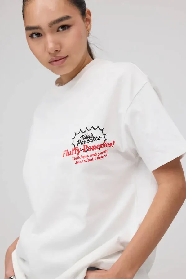 Biskvit Yoqali Fluffy Pancakes Yozuvli T-shirt P10399 - 3