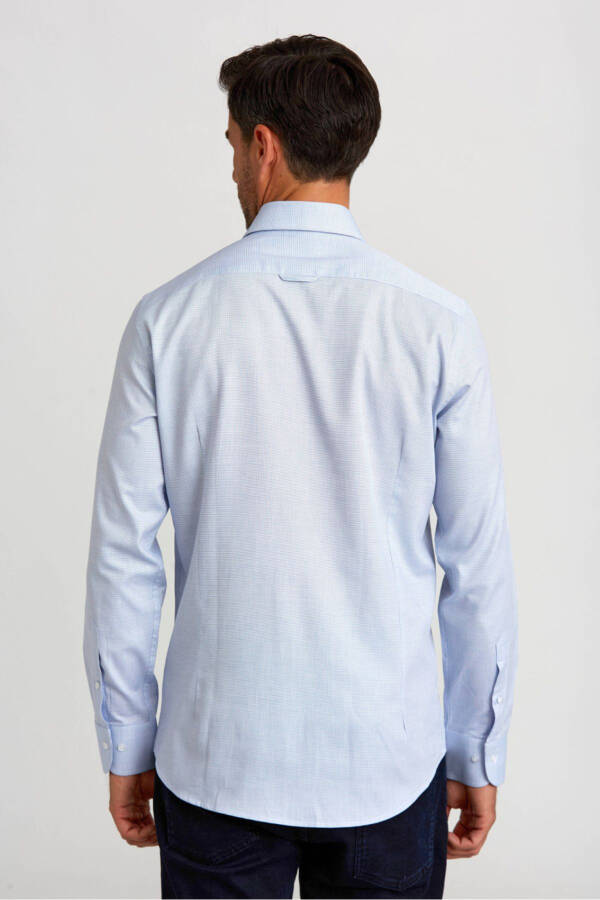 Modern Fit Uzun Kollu Italyan Yaka Lacivert Klasik Erkek Gömlek - Lacivert - 2