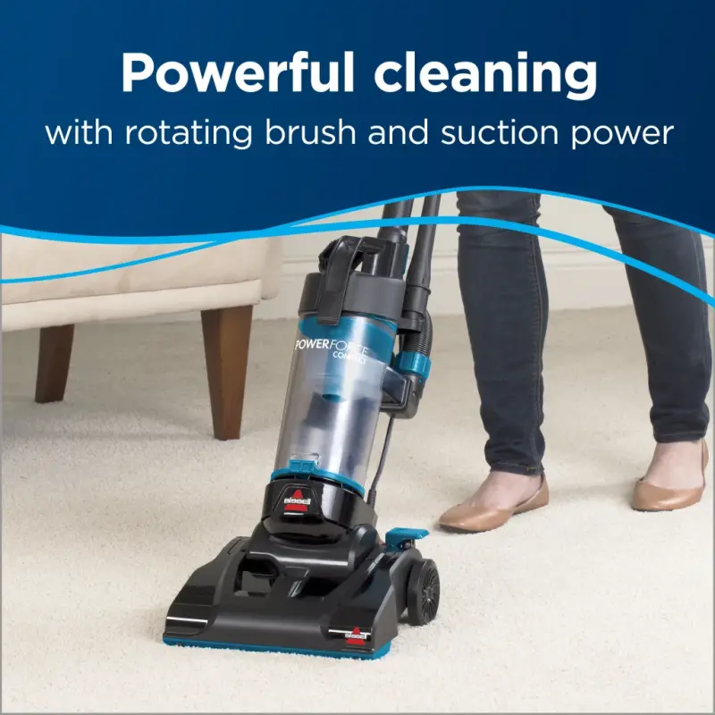 BISSELL PowerForce Compact, Bagless, Upright Vacuum, Lightweight, Powerful Suction, High Reach Wand, Hard Floor and Carpet, 2112, Blue & Black-BLUE - BISSELL