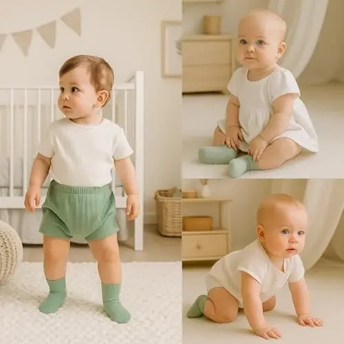 bistyle Baby Grip Ankle Socks 6 Pairs | Newborn Infant Toddlers Sock Organic Cotton | Kids Boys Girls Ankle - BISTYLE (1)