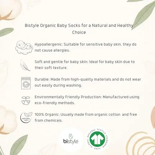 bistyle Baby Grip Ankle Socks 6 Pairs | Newborn Infant Toddlers Sock Organic Cotton | Kids Boys Girls Ankle - 6