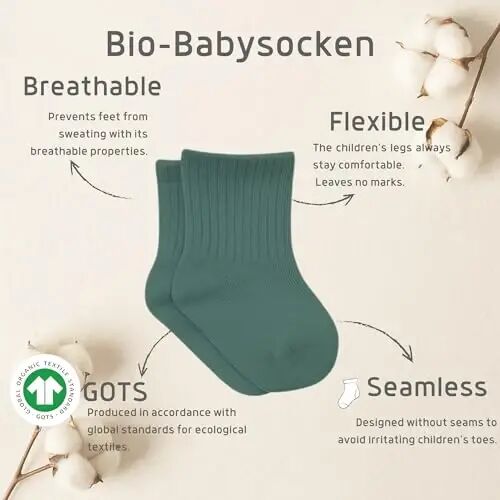 bistyle Baby Grip Ankle Socks 6 Pairs | Newborn Infant Toddlers Sock Organic Cotton | Kids Boys Girls Ankle - 3