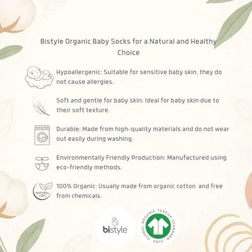 bistyle Baby Grip Ankle Socks 6 Pairs | Newborn Infant Toddlers Sock Organic Cotton | Kids Boys Girls Ankle - 6
