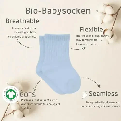 bistyle Baby Grip Ankle Socks 6 Pairs | Newborn Infant Toddlers Socks Organic Cotton | Kids Boys Girls Ankle - 5