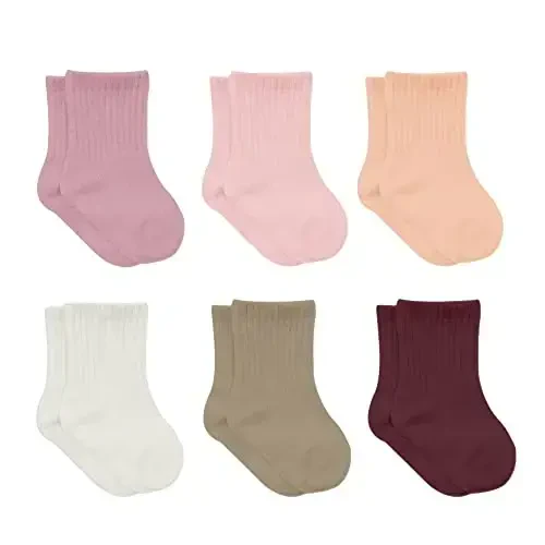 bistyle Baby Grip Ankle Socks 6 Pairs | Newborn Infant Toddlers Socks Organic Cotton | Kids Boys Girls Ankle - 6