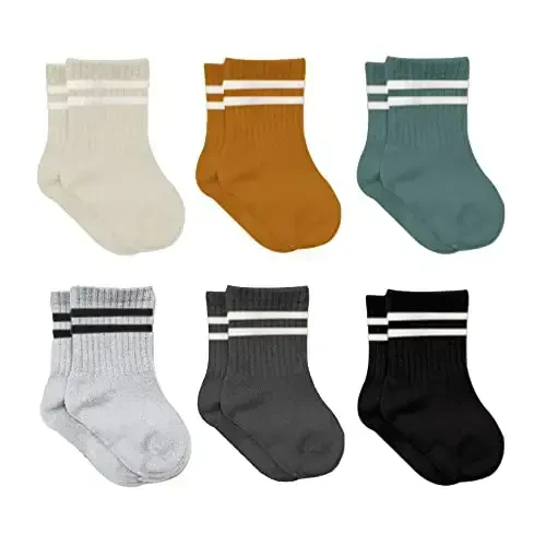 bistyle Baby Grip Ankle Socks 6 Pairs | Newborn Infant Toddlers Socks Organic Cotton | Kids Boys Girls Ankle - 6