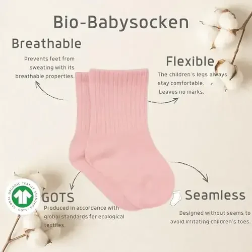 bistyle Baby Grip To'piqlari Paypoqlari 6 juft | Yangi tug'ilgan chaqaloqlar uchun paypoqlar Organik paxta | Bolalar o'g'il bolalar qizlar To'piq - BISTYLE