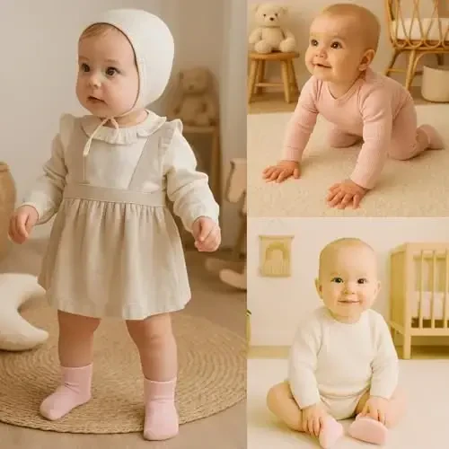 bistyle Baby Grip To'piqlari Paypoqlari 6 juft | Yangi tug'ilgan chaqaloqlar uchun paypoqlar Organik paxta | Bolalar o'g'il bolalar qizlar To'piq - 2