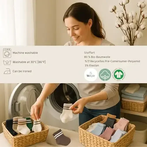 bistyle Baby Grip To'piqlari Paypoqlari 6 Juft | Yangi tug'ilgan chaqaloqlar uchun paypoqlar organik paxta | Bolalar o'g'il bolalar qizlar to'piqlari - MODAZONE