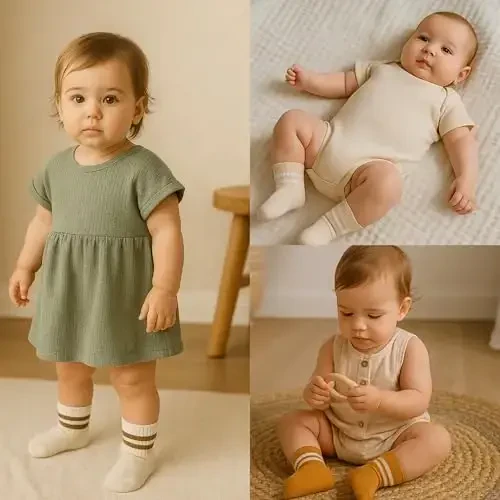 bistyle Baby Grip Ankle Socks 6 Pairs | Newborn Infant Toddlers Socks Organic Cotton | Kids Boys Girls Ankle - 6