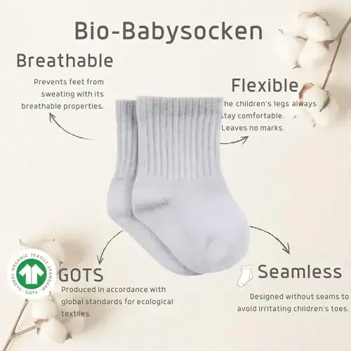 bistyle Baby Grip To'piqlari Paypoqlari 6 juft | Yangi tug'ilgan chaqaloqlar uchun paypoqlar Organik Paxta | Bolalar uchun o'g'il bolalar qizlar to'piqlari - 1