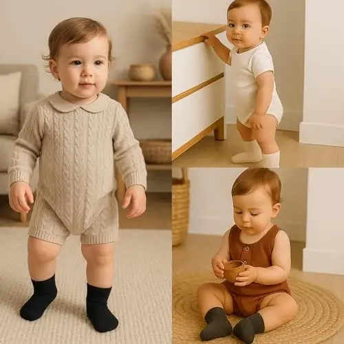 bistyle Baby Grip To'piqlari Paypoqlari 6 juft | Yangi tug'ilgan chaqaloqlar uchun paypoqlar Organik Paxta | Bolalar uchun o'g'il bolalar qizlar to'piqlari - 2