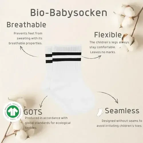 bistyle Baby Grip To'piqlik Paypoq 6 Juft | Yangi tug'ilgan chaqaloqlar To'piqlik Paypoq Organik Paxta | Bolalar O'g'il qizlar To'piqlik 