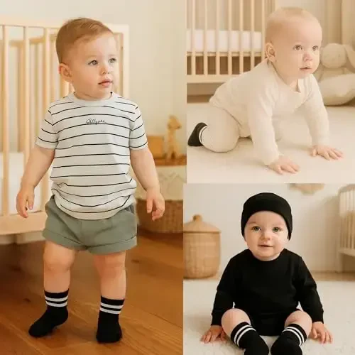 bistyle Baby Grip To'piqlik Paypoq 6 Juft | Yangi tug'ilgan chaqaloqlar To'piqlik Paypoq Organik Paxta | Bolalar O'g'il qizlar To'piqlik - 2